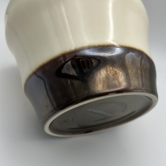 Starbucks Cream and Metallic Bronze Hand Dipped Swirl Mug 12oz - Picture 2 of 5